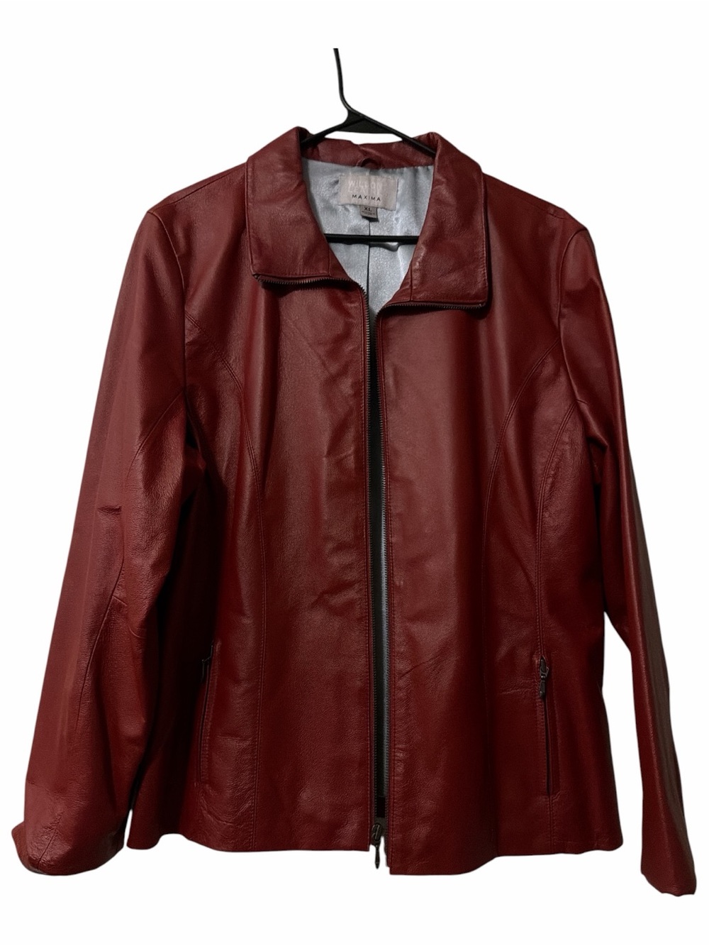 Wilsons Leather Maxima Brick Red Genuine Leather Zip Jacket XL